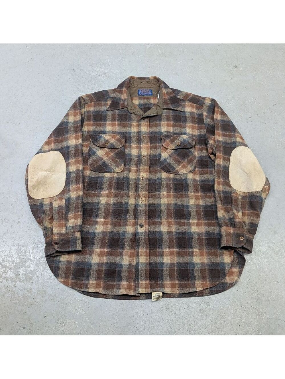 Vintage 80s Pendleton Brown Tonal Wool Button-Up Shirt